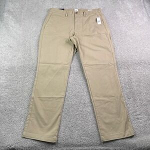 NEW Gap Pants Mens 32x30 Tan Essential Khaki Straight Leg Stretch Slacks NWT